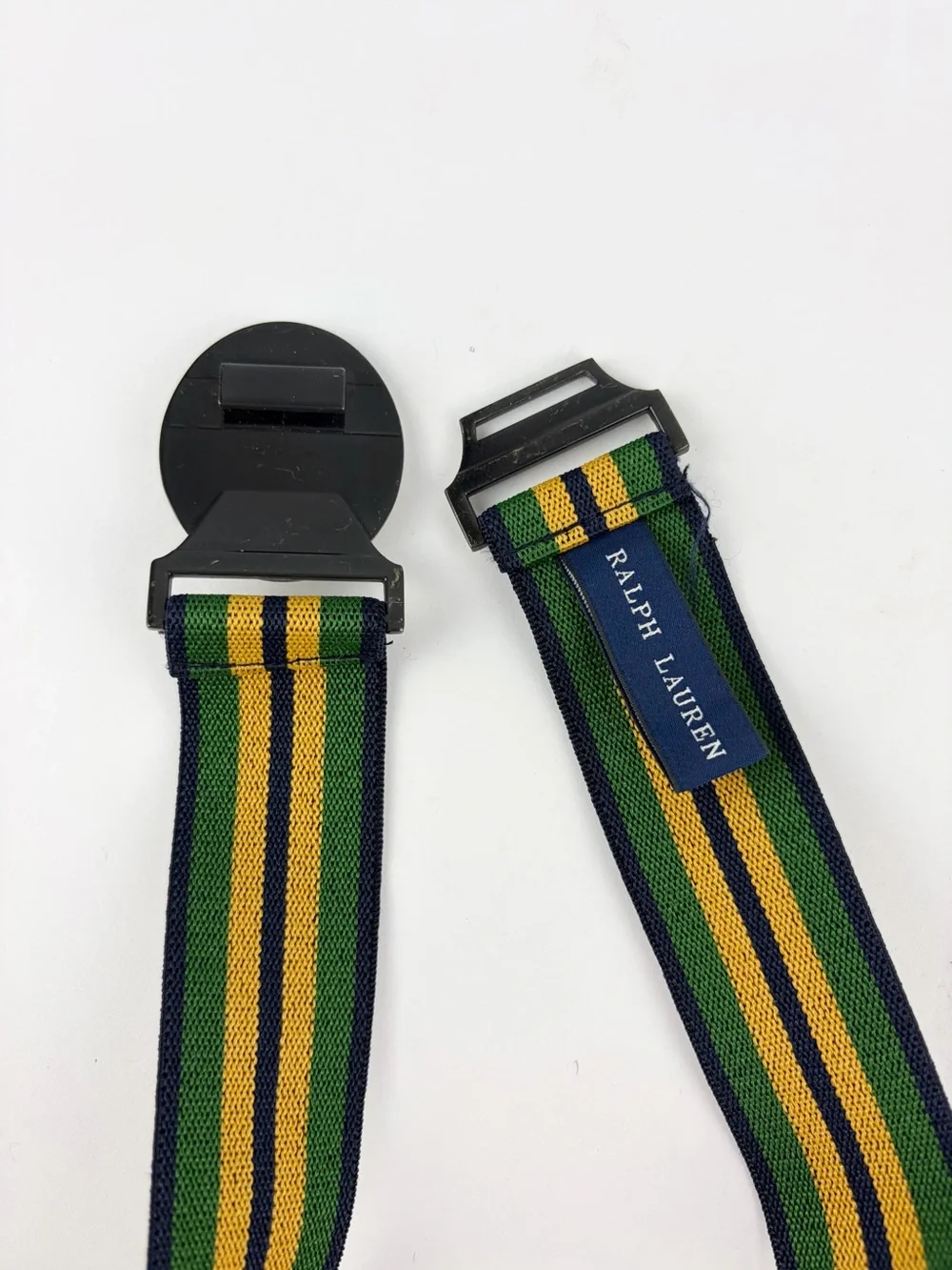 Ralph Lauren Elastic Stretch Striped Hook Closure Horse Logo Belt 2 2T